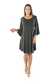 Nelly Aura Flowy Tunic Tank Fashion Charcoal Dress w/ Scoop Neck Swing Top - 1X