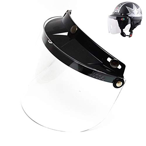 E-Bro 3 Snap Flip Up Visor Face Shield Lens for Open Face Motorcycle Helmets (Clear)