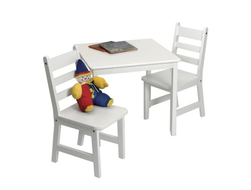 Lipper International 514W Child's Square Table and 2 Chairs, White