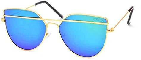 Criba Gradient Cat Eye Unisex Sunglasses - (metal mercury double bar|40|Black Color Lens)