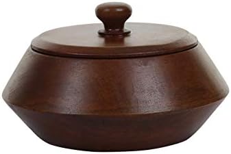 Seashell Brown Solid Wooden Handicraft Biryani Serving Casserole 19.05 X 19.05 X 10.16cm, For Kitchen Tools, Perfect Housewarming Gift