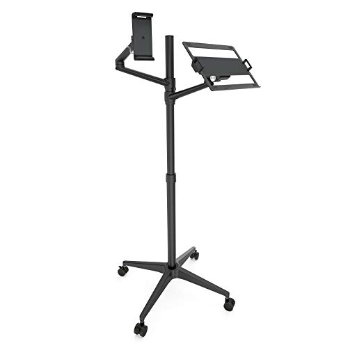Upergo Tablet and Laptop Floor Stand with Wheels,2in1 Rolling Floor