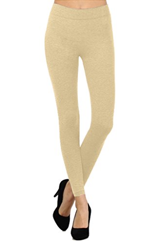 Women's French Terry Stretch Seamless Comfort Leggings Oatmeal