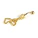 Lowpricenice(TM)Double Heart Belly Dangle Clear Navel Bar Gold Dangle Body Piercings