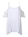 Persun Women Cold Shoulder Lace Trumpet Sleeve Spaghetti Strap Dress Tops, White, Small