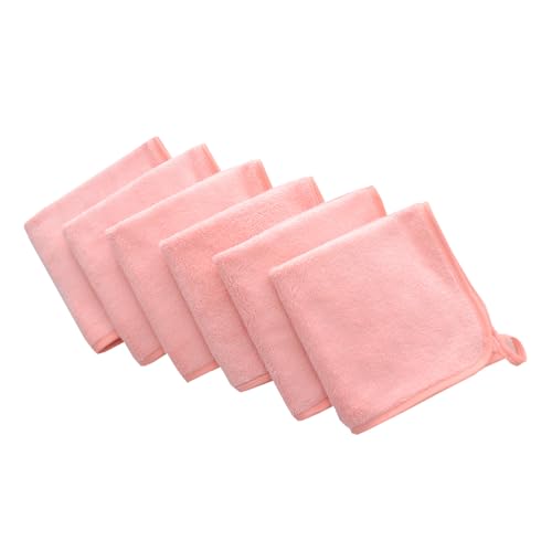 Microfiber Coral Fleece washcloths，Face Towels, Bath Small Towel,Cleaning Cloths,Makeup Softer Washcloth Whit Hook,6 Pack, 12x12 Inches