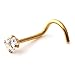Ruifan 3PCS 20G Gold Plated Surgical Steel With Clear 2mm/2.5mm/3mm Diamond Cubic Zirconia Crystal Nose Twist Screw Ring Piercing Jewelry