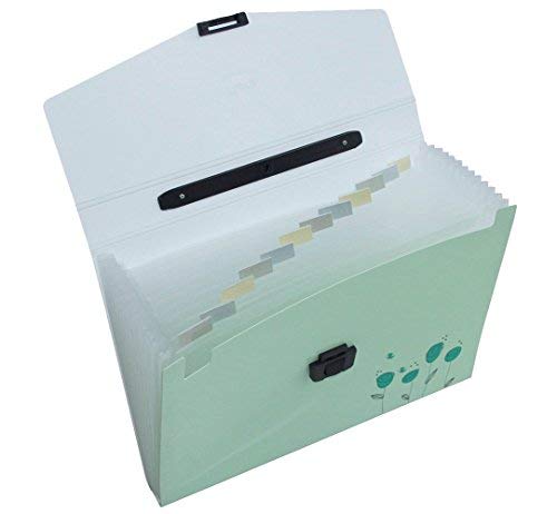 Snail&Hawk Poly Accordion-File-Folders with Handle and Tabs,13-Pockets,A4 Size (Green) - Thumbnail 2