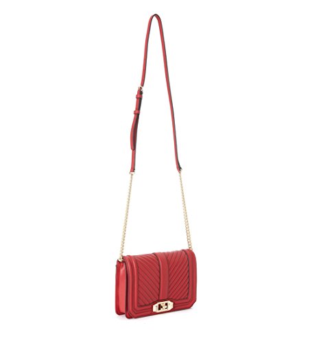 Minkoff Women's Borsa A Tracolla Minkoff Chevron Quilted Small Love In Pelle Trapuntata Rossa Red Rebecca