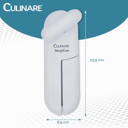 MagiCan Abrelatas Manual, Blanco, Plástico/Acero inoxidable, Manija Aumentada, Cómoda, Abre Latas de Cualquier Tamaño