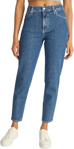 Calvin Klein Damen Jeans Hose Mom Jean High Waist, Blau (Denim Medium), 34W/24L