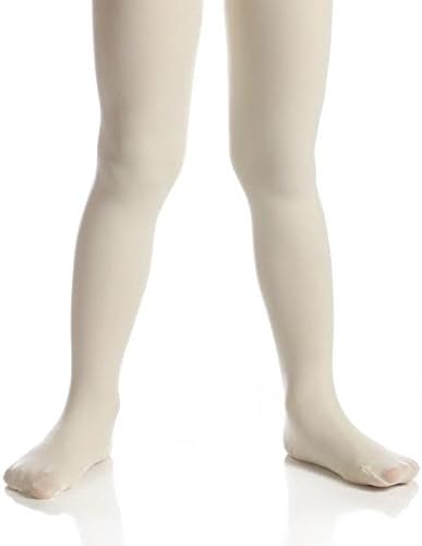 Top Fit Socks Girls' Microfiber Tights: Opaque Solid Seemless Footed Leggings-Ivory, Size 6-8, 1 Pack