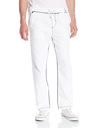 True Religion Men's Wide Leg Big T Stitch Sweatpants, Optic White, X-Large