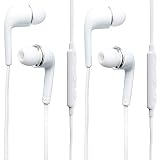 New Two (2) OEM Samsung 3.5mm Premium Sound/Stereo Earbud Headphones with Remote and Mic for Galaxy S6 S6 Edge S5 S4 Note Edge 4 3 2 EO-EG900BW and Two Cable Ties Cable Organizers Bundle Package (Bul