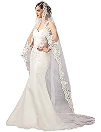 Babyonline 1 Tier Lace Edge Tulle Catherdal Long Wedding Bridal, Ivory