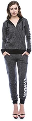 RouA Cuffed Sweatpants &amp; Zip-Up Hoodie Jacket Set [Cheers!] Charcoal 2x Large