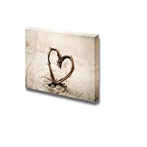 Canvas Prints Wall Art - Close Up of Heart Made from Willow Vintage/Retro Style | Modern Wall Decor/Home Decoration Stretched Gallery Canvas Wrap Giclee Print & Ready to Hang - 12" x 18"
