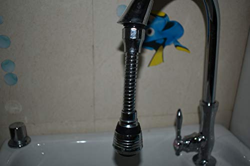 Flexible Faucet Sprayer Attachment 360 ° Aerator Extender Stainless Steel Polished Chrome for Kitchen Sink Bathroom Taps Cold Hot Water (Silver)