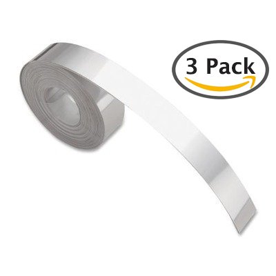 DYMO Aluminum Embossing Tape with Adhesive, 1/2-inch, 12-foot Cassette (Pack of 3), (35800)