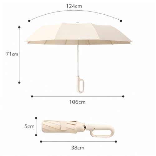 Guarda-Chuva Premium Botão Automático Abre e Fecha Varetas Reforçadas Proteção Solar UV Blackout Resistente ao Vento Compacto Dobrável Sombrinha Portátil Mochila Bolsa Mala Fivela de Anel