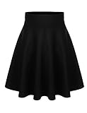 BIADANI Women Versatile Flared Stretch Wide Band Skater Skirts Black Large