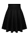 BIADANI Women Versatile Flared Stretch Wide Band Skater Skirts Black Large