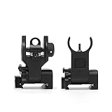 SOUFORCE Premium Flip Up Mil Spec Iron Sights Front and Rear Sight Mounts Set, Low Profile Standard / 45 Degree Offset Backup Iron Sights for Picatinny Weaver Rail