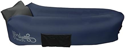 WindPouch Go Inflatable Hammock – Easy to Inflate Beach Air Bed, Lightweight, Durable, Compact &amp; Easy to Carry Air Bed with Headrest, Ideal for Daily Use, Beach, Traveling &amp; Camping, True Navy