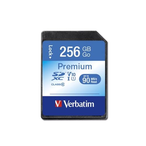 Verbatim Premium U1 SDXC memory card - 256 GB - SD card for Full HD video recording - card with integrated write protection - memory card black - SD memory card for camera, PC and more