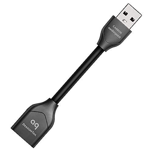 AudioQuest Dragontail 0.112 m USB A/USB A Male USB Cable - USB Data Cable (Black 0,112 M; USB A; USB A; Male/Female, Black, Silver)