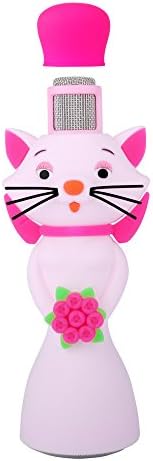 Wireless Bluetooth Microphone with silicone cover for ipad, iphone,android Smartphone,Portable Handheld Karaoke MIC Player with a built-in speaker for Music Playing and Singing (PINK CAT)
