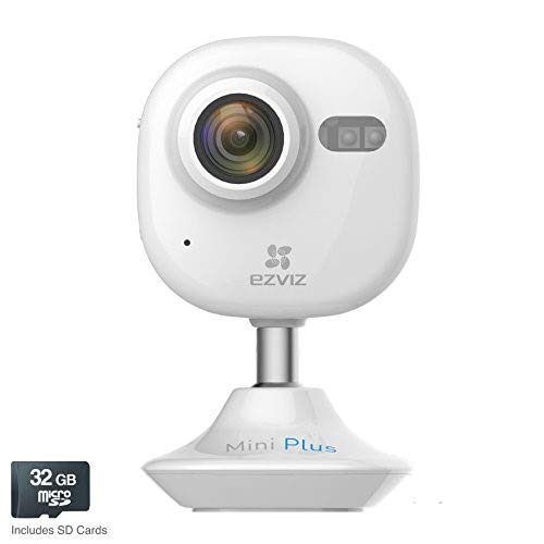 EZVIZ Mini Plus HD 1080p Wi-Fi Video Security Camera 32GB MicroSD Alexa com Whit