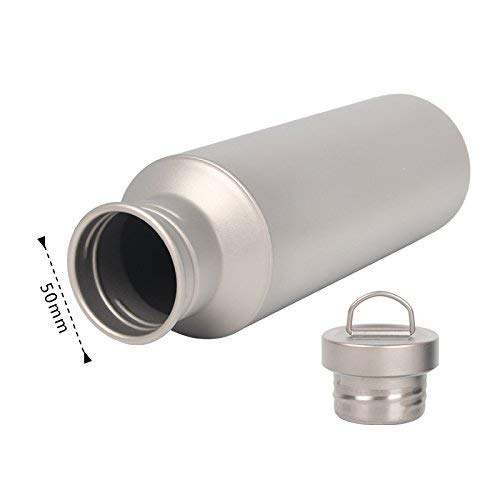 Valtcan Titanium Bottle Canteen Water Sports Drink Holder Canister 750ml 24oz with Ti Cap and BPA free Cap Handle and Carrying Stuff Sack