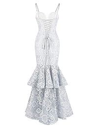 Angel-fashions - Vestido de boda de sirena con correas de encaje para mujer