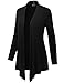 BILY Women's Asymmetrical Front Long Sleeve Front Pockets Light Sweater Cardigan Black Large