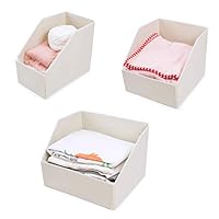 Woffit Linen Closet Storage Organizers - Set of 3 Foldable Baskets to Organize Your Sheets, Towels, Washclothes, Blankets, Clothing, Sweaters, Etc - 100% Organic Fabric Bins