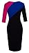 HOMEYEE Women's Elegant Patchwork Half Sleeve Business Bodycon Pencil Dress 449 (8, Pink + Blue + Black)
