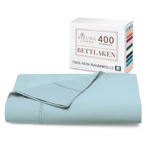 Pizuna Bettlaken 270x310 cm Baumwolle Babyblau 400 Fadenzahl