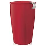 Tea Forté KATI Single Cup Loose Leaf Tea Brewing System, Insulated Ceramic Cup with Tea Infuser and Lid, Cranberry Red - NEW Infuser Design