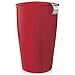 Tea Forté KATI Cup Ceramic Tea Brewing Cup with Infuser Basket and Lid for Steeping, Loose Leaf Tea Maker, Cranberry Red