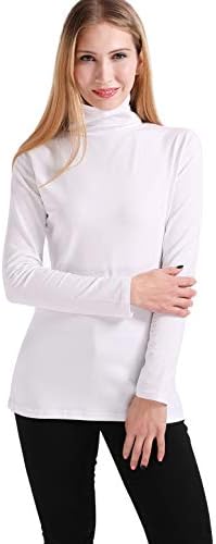 Women's Basic Turtleneck Long Sleeve T-Shirt Plain Fitted Slim Cotton Tops