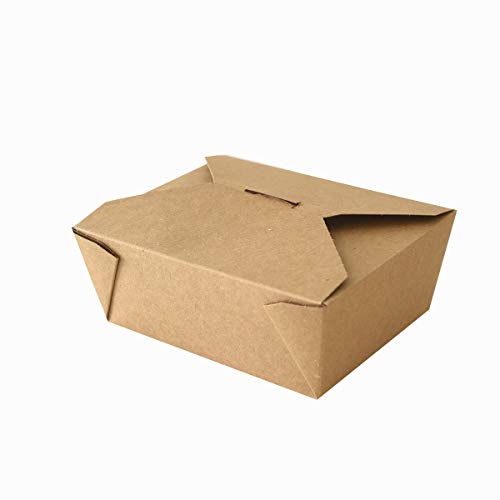 Take Out Boxes 45 Oz Chinese Take Out Containers 40 Pack Microwaveble Folding Natural Kraft Food Box Meal Prep Containers for Food Take Out Boxes Ideal Leak and Grease Resistant for Restaurants