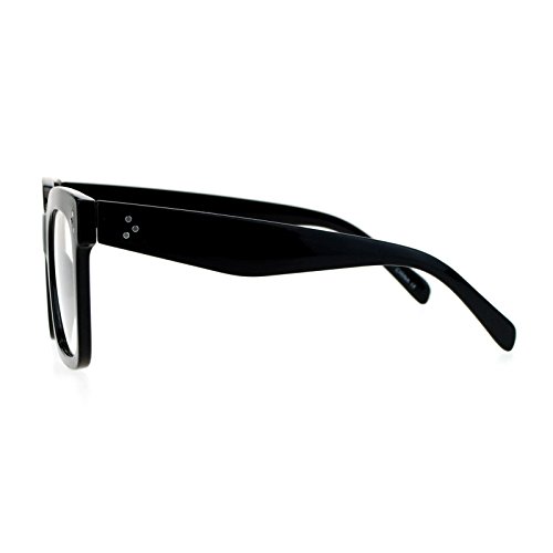 Super Oversized Clear Lens Glasses Thick Square Frame Fashion Eyeglasses Black