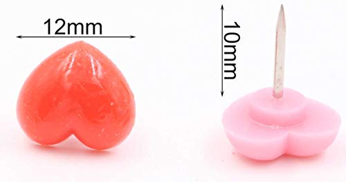 LeBeila Heart Shape Thumbtacks Creative Push Pins - Decorative Thumb Tacks Mini Pushpins Plastic Head Metal Steel Point for Wall Maps Pictures Photos Poster Bulletin/Cork Boards (100 Pieces, Mixed) - Thumbnail 5