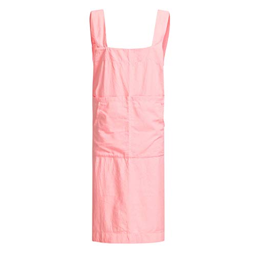 Women's Apron Dresses Plus Size Cotton Linen Solid Pinafore Square Cross Apron Garden Work Pinafore Sundress
