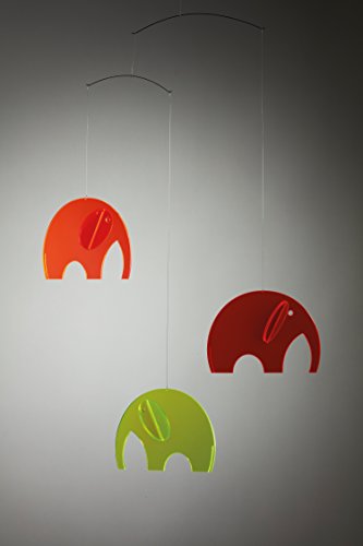 Elephant Plexi Hanging Mobile - 24 Inches Plastic - Handmade in Denmark by Flensted