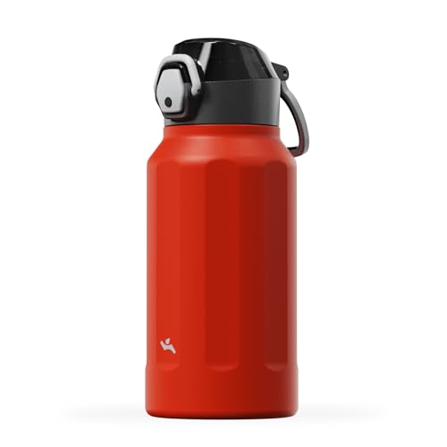 Konokyo FLOWPLAY 26oz Push-Button Insulated Water Bottle, Red
