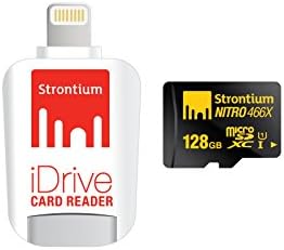 Strontium Nitro 128GB Micro SDXC UHS-1 Memory Card with iDrive Card Reader with Lightning Connector for iPads, iPhones and Computers - (SRN128GTFU1D)