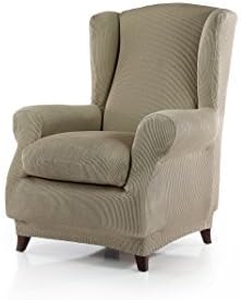 Elainer Home Living Rustica One Way Stretch Easy Fit Wing Chair Cover (Linen)