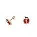 14k Yellow Gold and Red Enamel Ladybug Stud Earrings in Secure Comfort Screw-backs (Red)